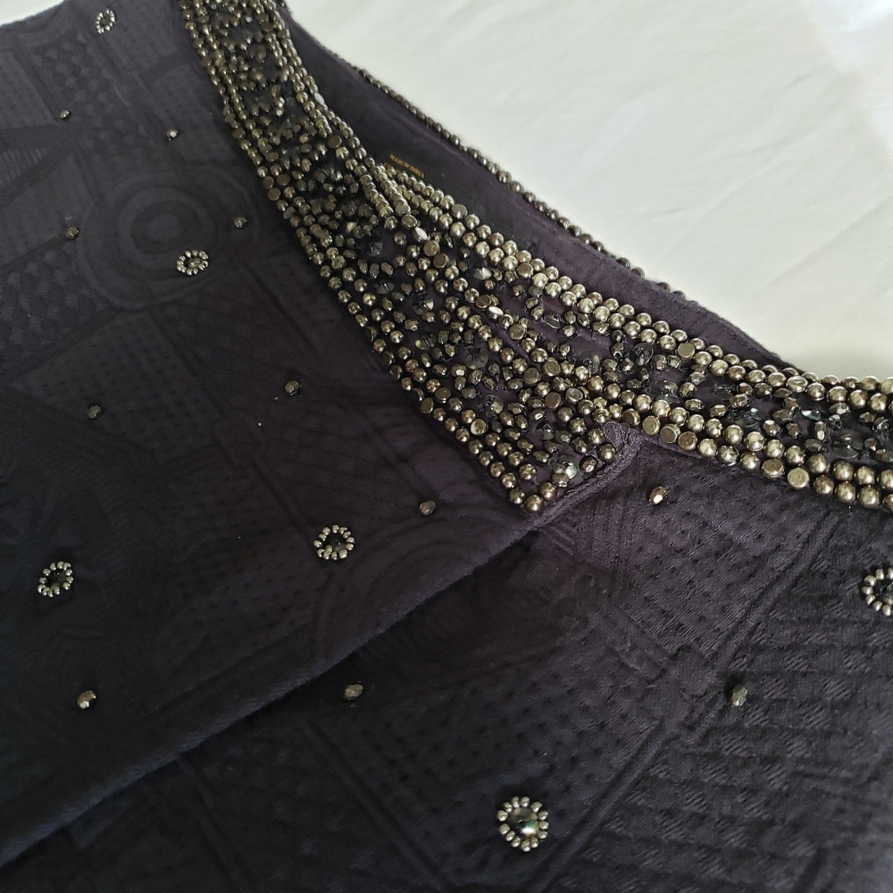 Zara beaded waist navy blue mini skirt 100% cotton